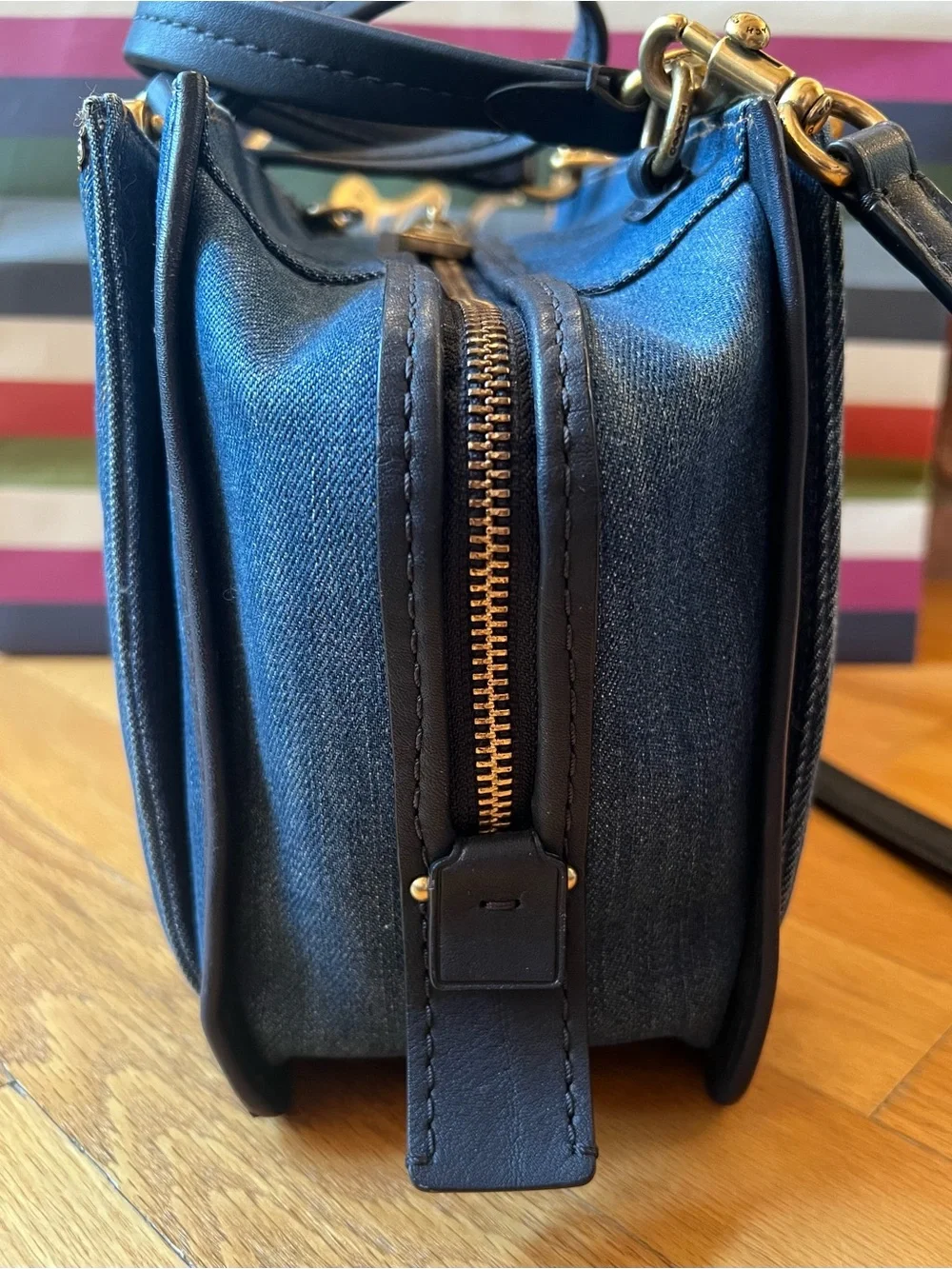 Coach Medium Blue Denim Quilted Dreamer Satchel Bag - Picture 4 of 16